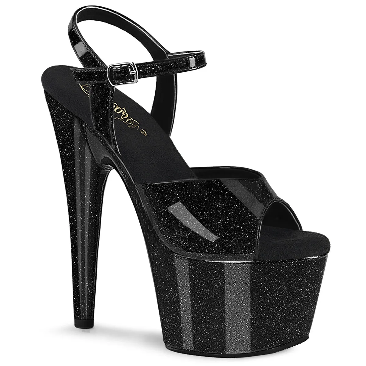 ADORE-709GP Pleaser Black Glitter Sexy Platform Shoes (Pole Dancing Heels)
