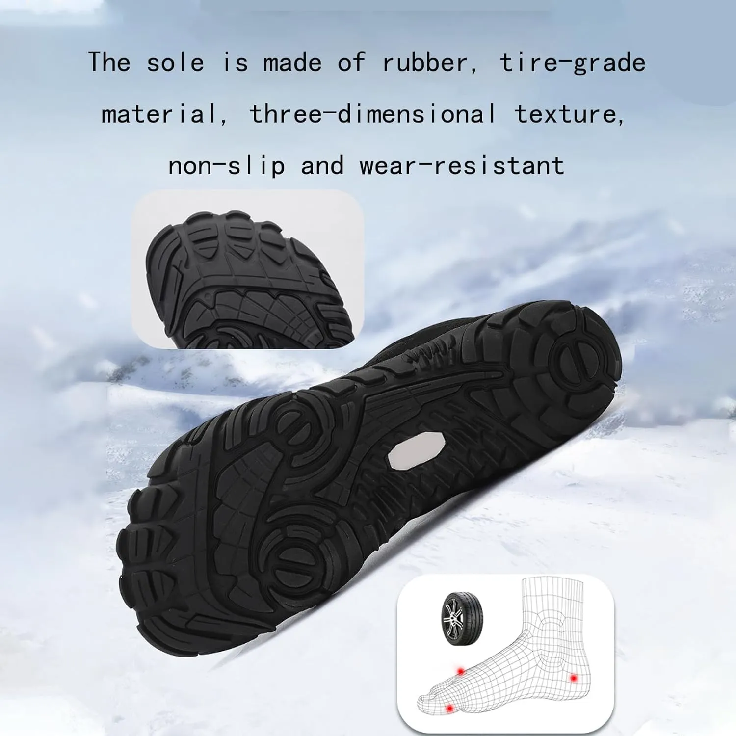 AngryMonkey Men Winter Barefoot Boots Slip Resistant Water Resistant Barefoot Shoes Zero Drop Shoe Wide Toe Box Hiking Running Boots
