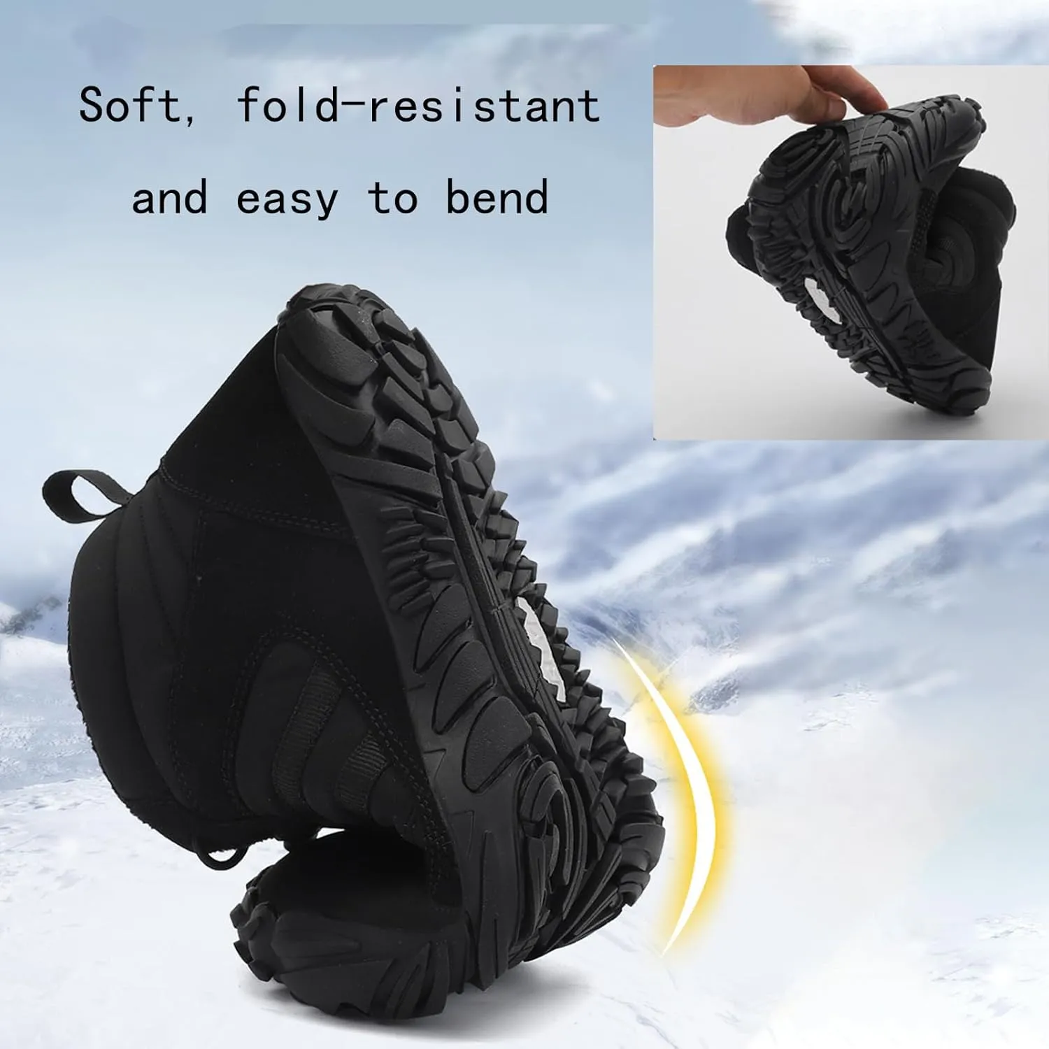 AngryMonkey Men Winter Barefoot Boots Slip Resistant Water Resistant Barefoot Shoes Zero Drop Shoe Wide Toe Box Hiking Running Boots