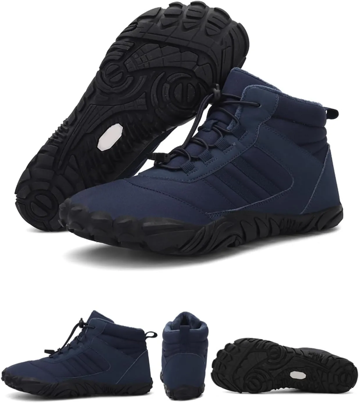 AngryMonkey Men Winter Barefoot Boots Slip Resistant Water Resistant Barefoot Shoes Zero Drop Shoe Wide Toe Box Hiking Running Boots