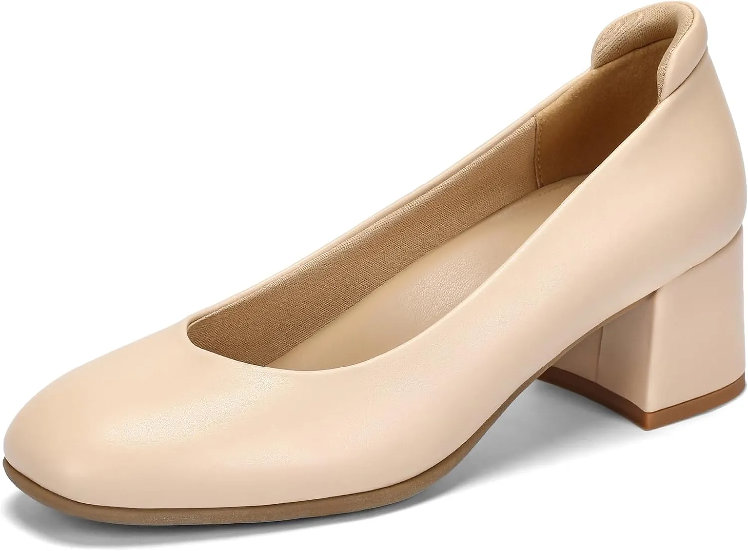 Arch Support Heels for Women Comfortable Pumps Closed Round Toe Dress Shoes 2.2-Inch Low Heels Office Work Flight Attendant Shoes