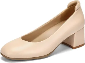 Arch Support Heels for Women Comfortable Pumps Closed Round Toe Dress Shoes 2.2-Inch Low Heels Office Work Flight Attendant Shoes
