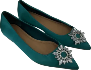 ASOS Green Dimante Embellished Satin Pumps uk 9