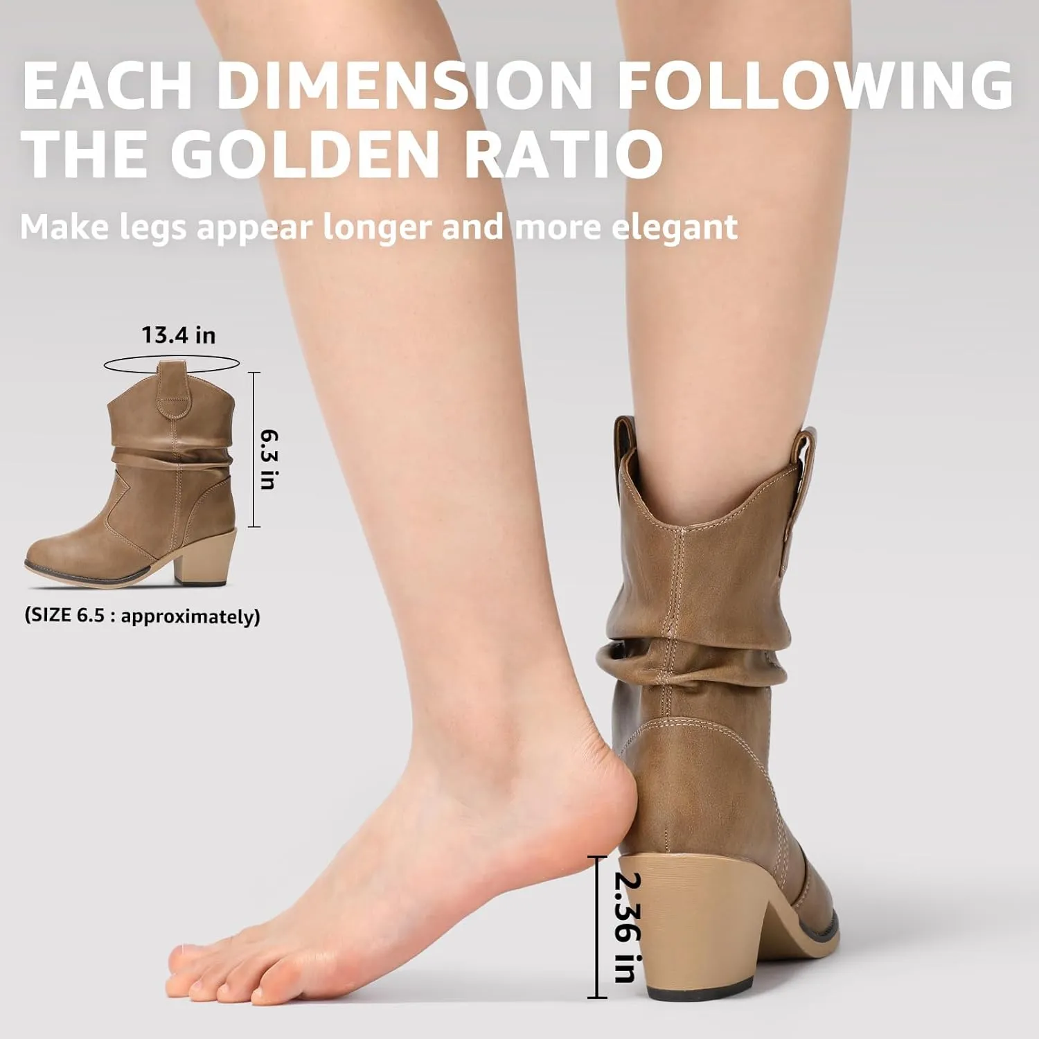 Bacia Cowboy Boots Womens Cowgirl Boots Mid-Calf with Pull-on Tabs