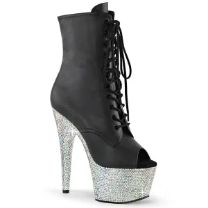 BEJEWELED-1021-7 Pleaser Black Faux Leather Sexy Platform Shoes (Pole Dancing Heels)