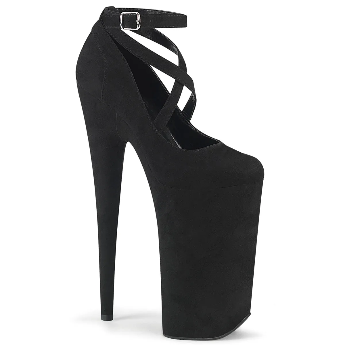 BEYOND-087FS Pleaser Black Faux Suede Sexy Platform Shoes (Pole Dancing Heels)