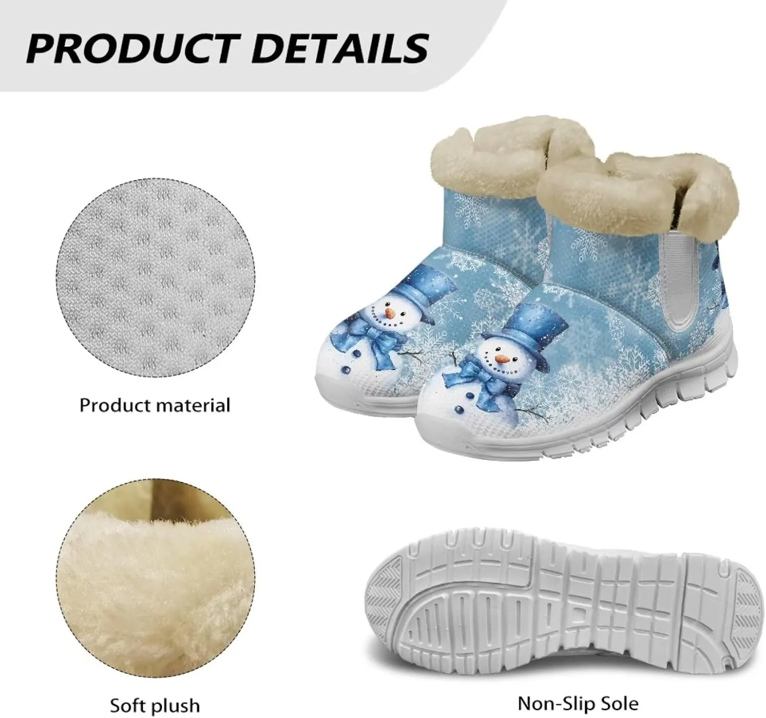 Biyejit Snow Boots for Women Winter Boot with Comfortable Warm Fur Lined Ankle Booties Outdoor Slip On Short Boots