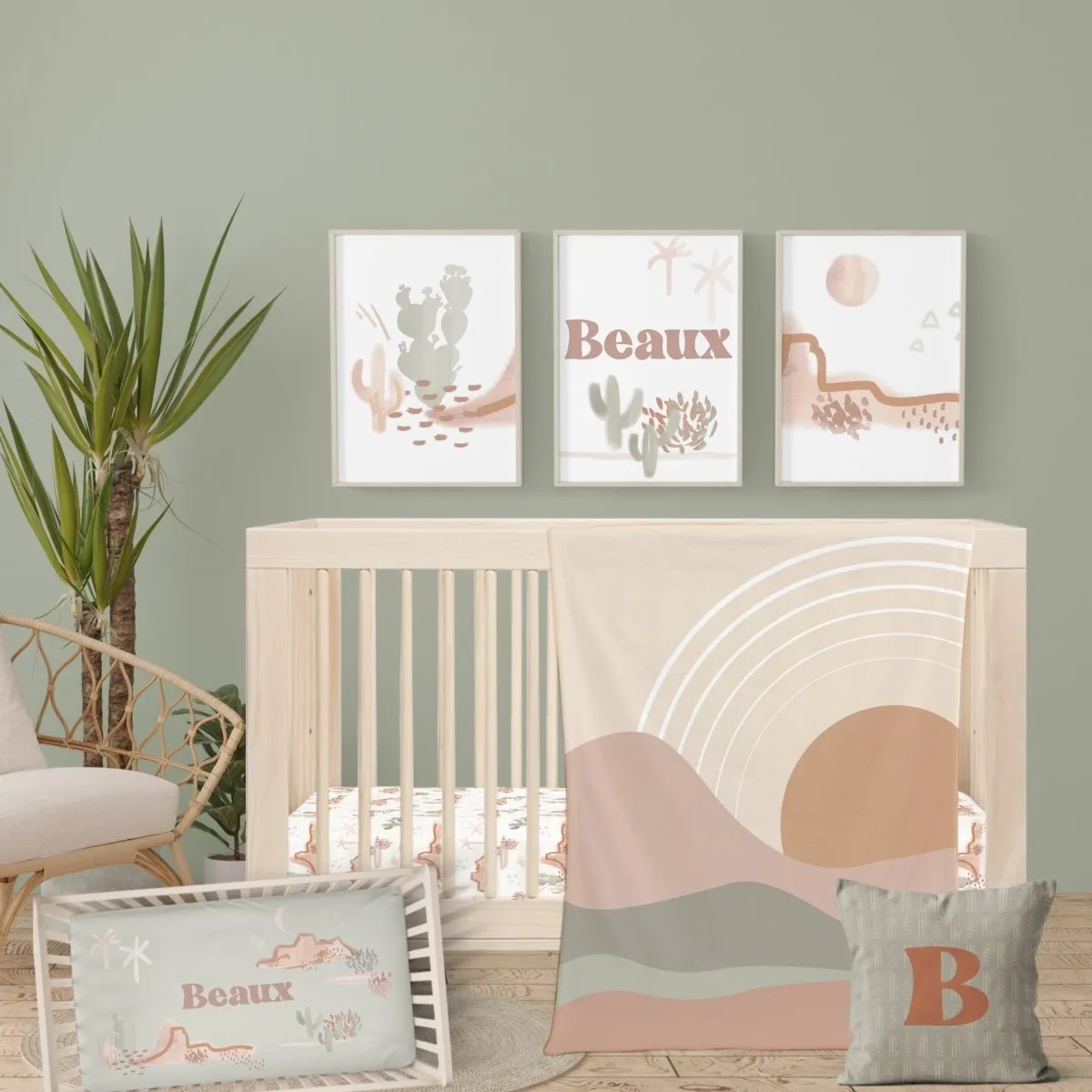 Boho Desert Hashes Personalized Nursery Pillow