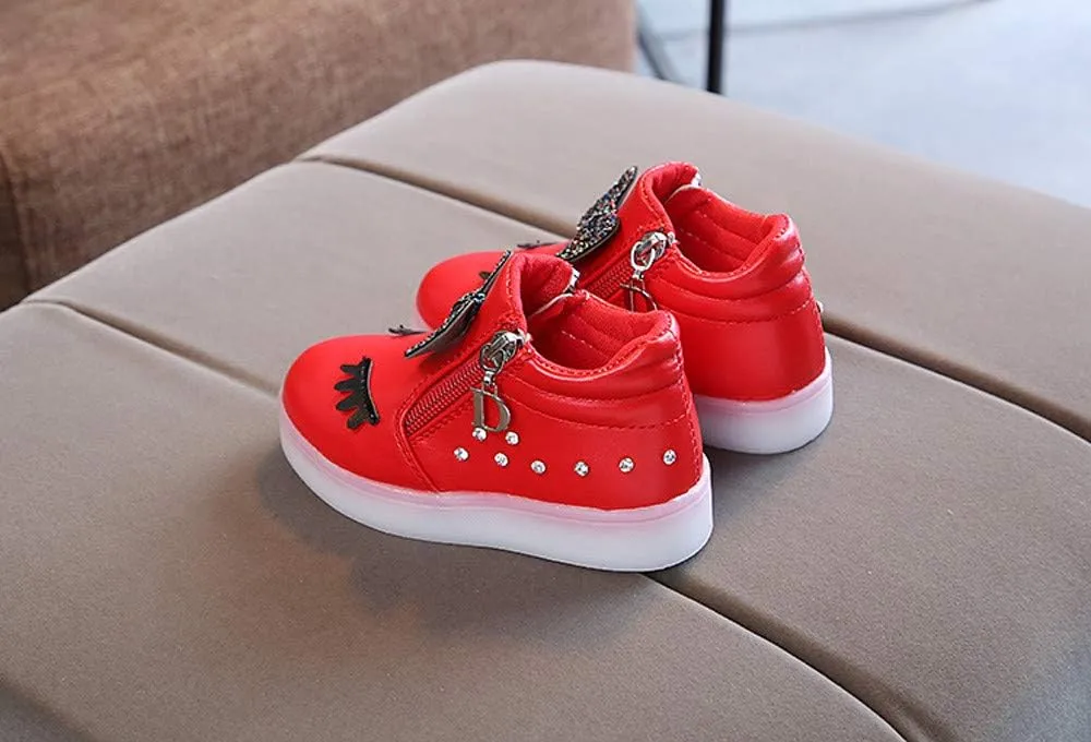 Boys Girls LED Boots Water Proof Zip Up Kids Cowboy Boots Luminous Bowknot Boots for Toddler/Little Kid/Big Kid