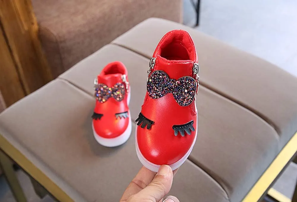 Boys Girls LED Boots Water Proof Zip Up Kids Cowboy Boots Luminous Bowknot Boots for Toddler/Little Kid/Big Kid
