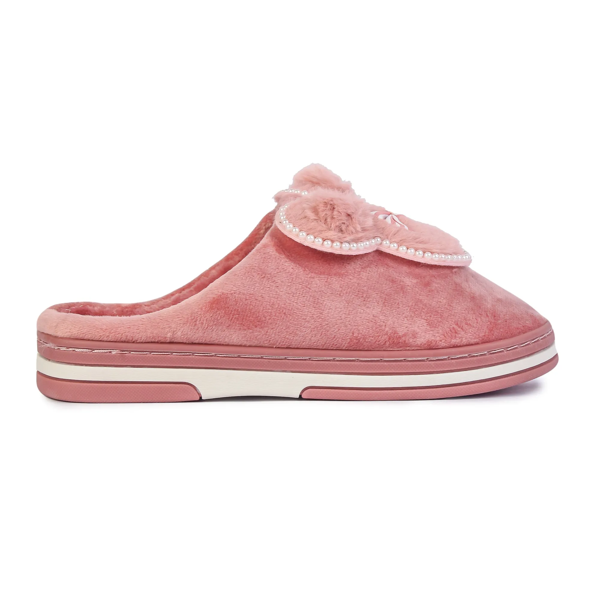 Brauch Women's Pink Pearl Mickey Winter Slippers