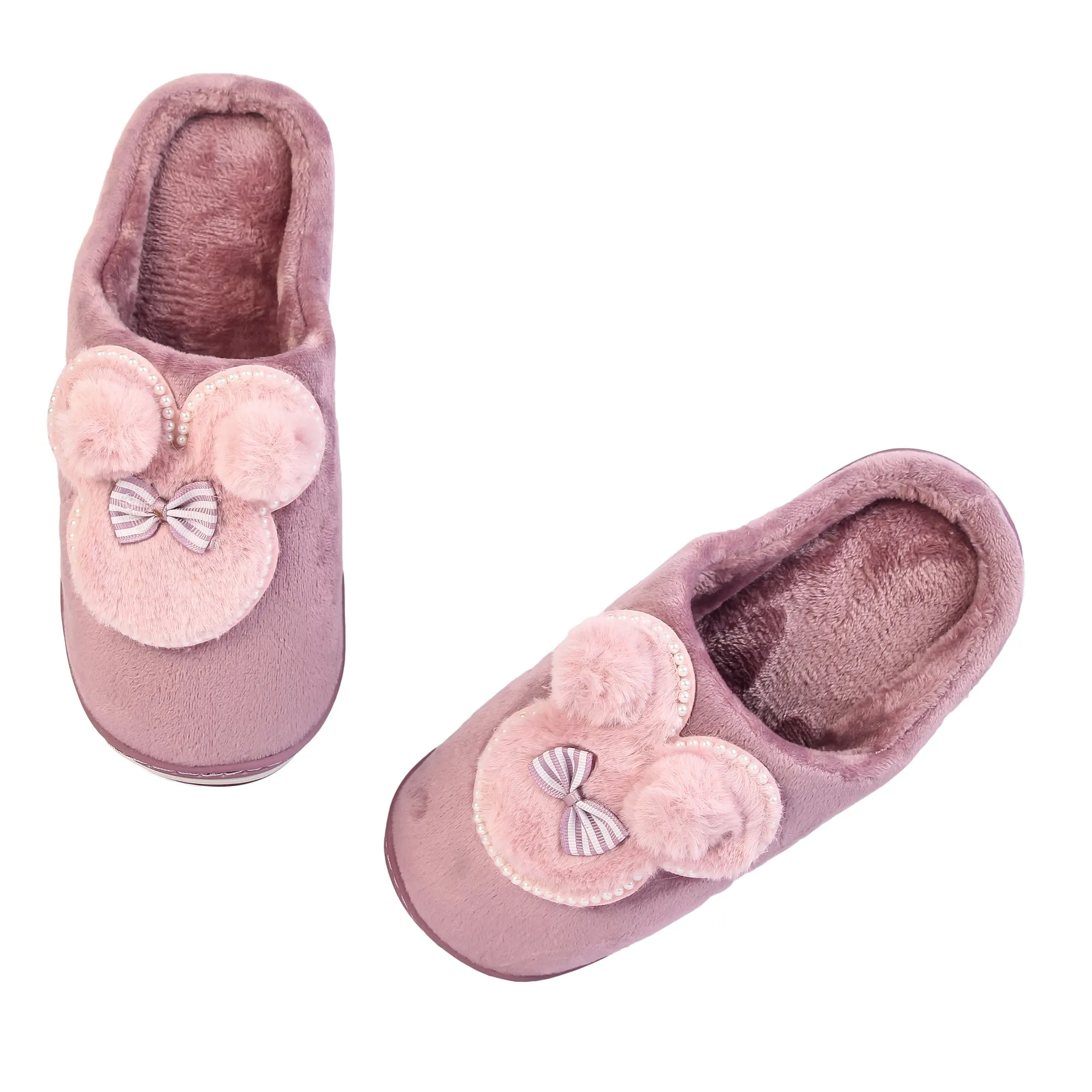 Brauch Women's Purple Pearl Mickey Winter Slippers