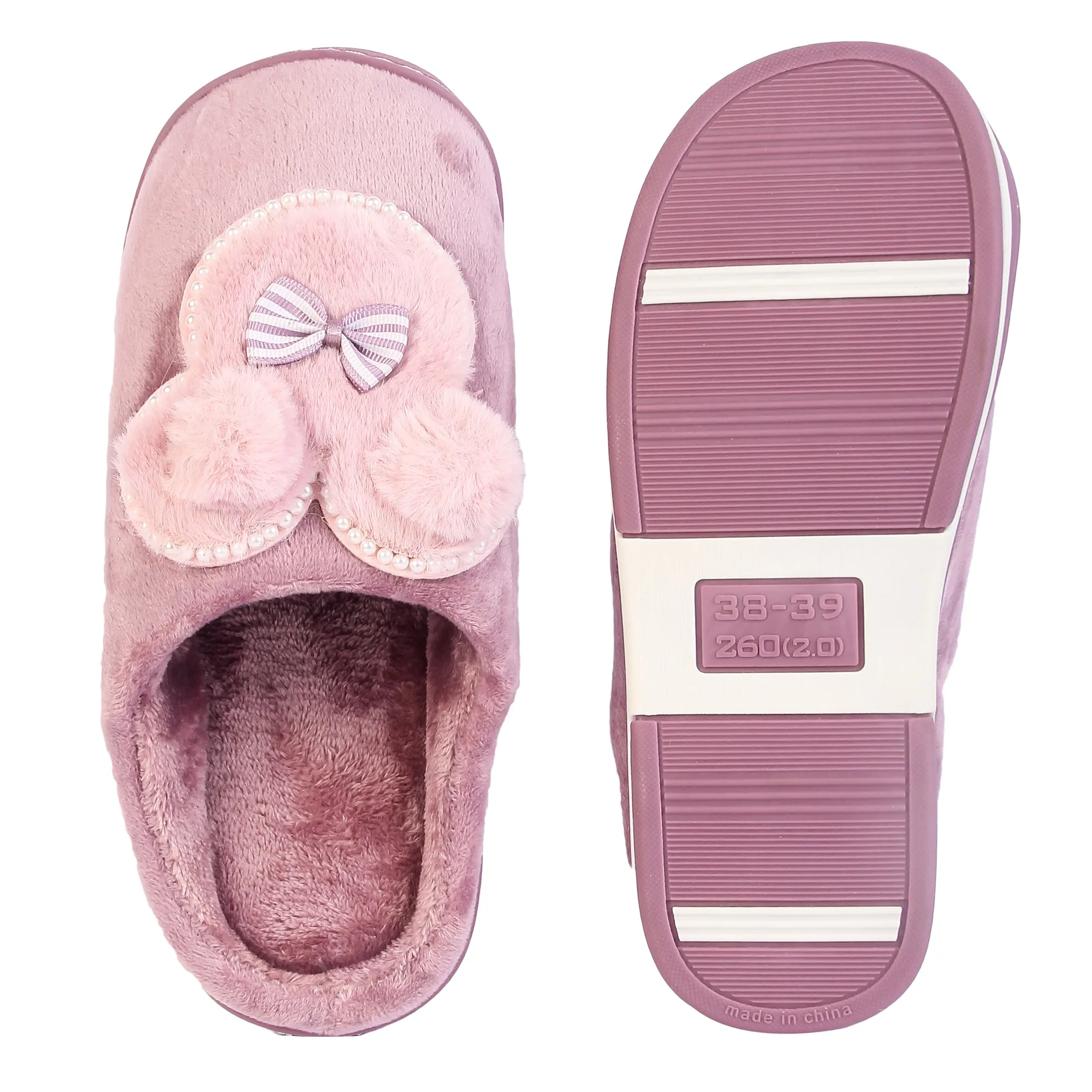 Brauch Women's Purple Pearl Mickey Winter Slippers
