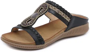 Ciuyurra Women Vintage Bohemia Flat Slide Sandals