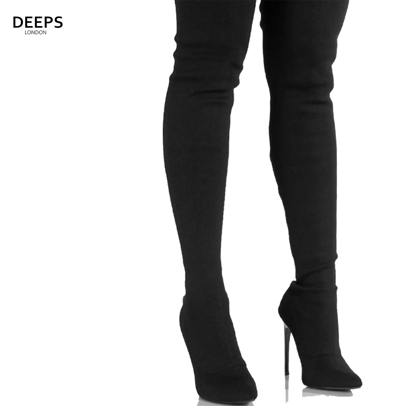 Cream Knitted Knee High Boots - 4.5 Inch Stiletto Heel Women's Boots