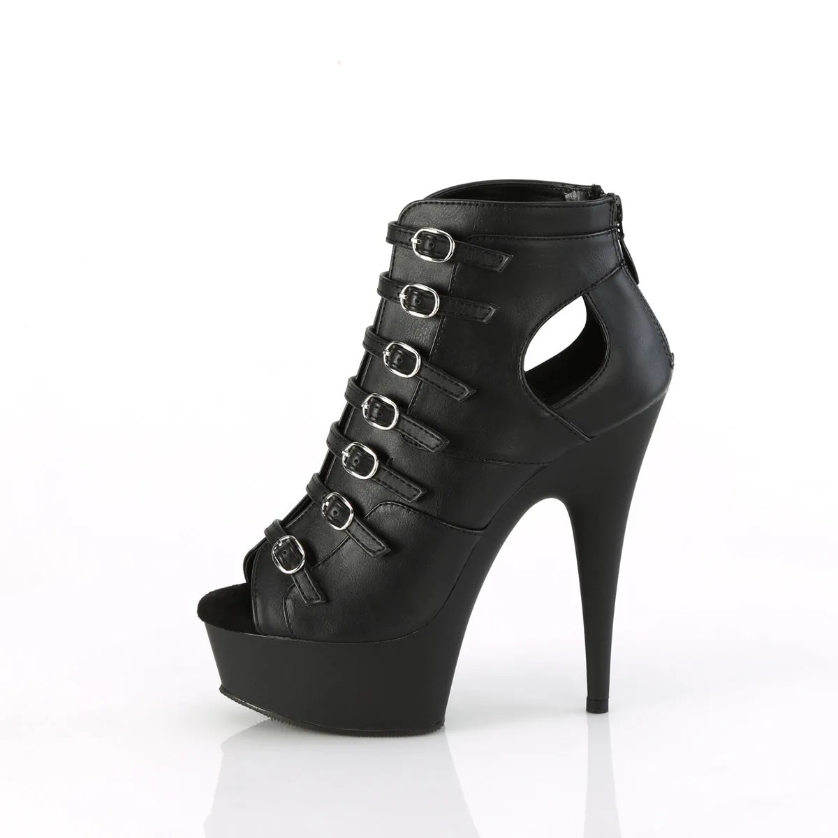 DELIGHT-600-11 Pleaser Black Faux Leather Sexy Platform Shoes (Pole Dancing Heels)