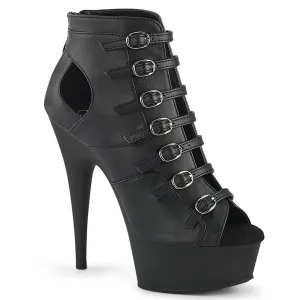 DELIGHT-600-11 Pleaser Black Faux Leather Sexy Platform Shoes (Pole Dancing Heels)