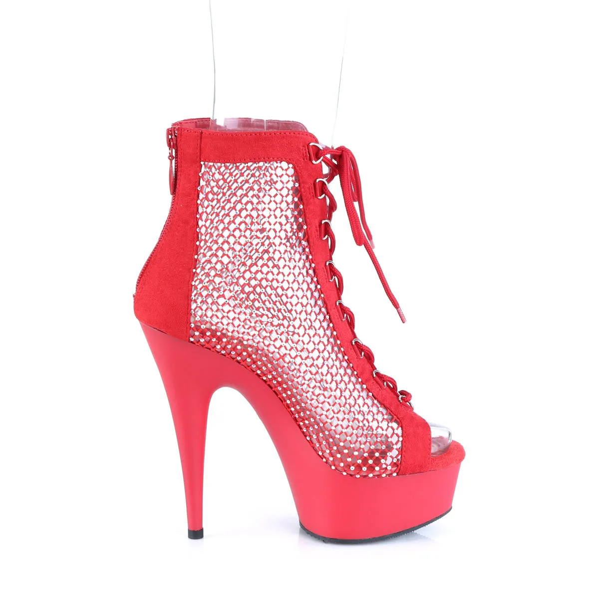 DELIGHT-600-33RM Pleaser Red Faux Suede Sexy Platform Shoes (Pole Dancing Heels)