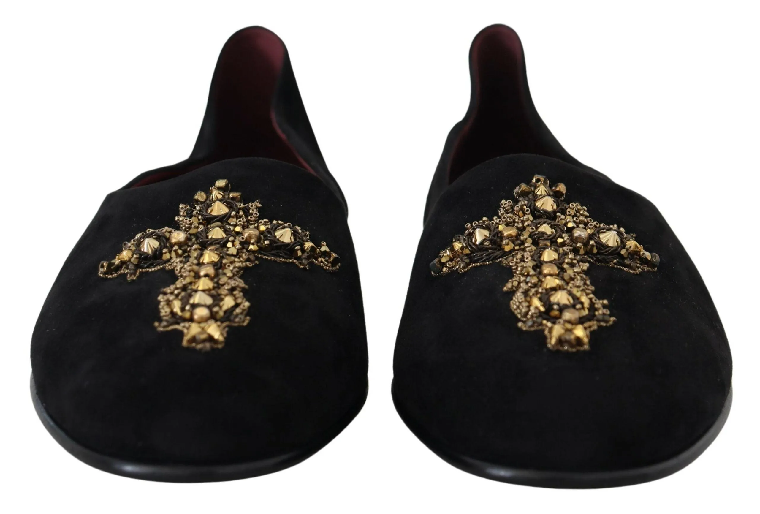Dolce & Gabbana Gold Cross Slip On Loafers