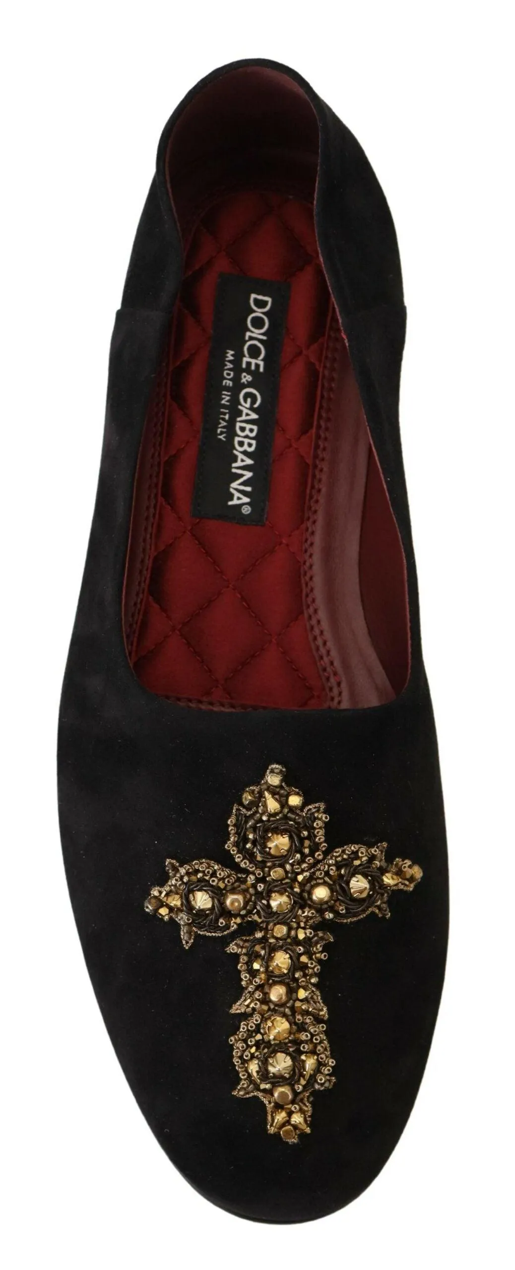 Dolce & Gabbana Gold Cross Slip On Loafers