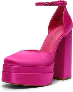 DREAM PAIRS Women??s High Chunky Platform Closed Toe Block Heels Square Toe Ankle Strap Dress Wedding Party Pumps Shoes Aurelia
