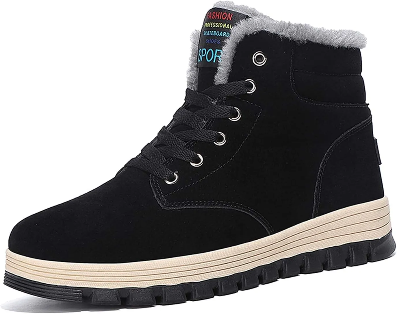 Eliogn Men's Fashion Casual Sports Shoes Winter Plush Lining Snow Boots Outdoor Sports Hiking Shoes