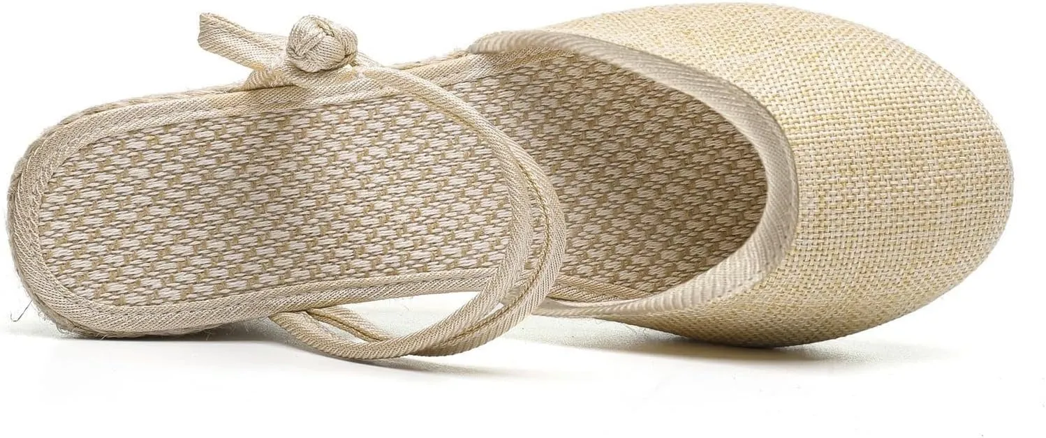 Espadrille Wedge Slippers for Women Closed Toe Slingback Slip On Platform Sandals Summer Casual Lightweight Sandals Womens Dressy Comfortable Shoes