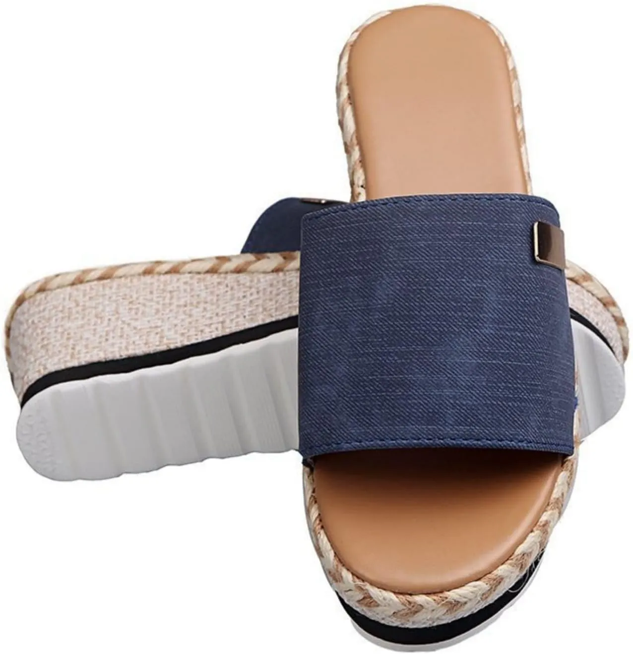 Espadrilles Wedges for Women Flat Sandals Open Toe Sandals Comfortable Summer Wedge Shoes Non-Slip Platform Espadrille Casual Comfortable Slippers Dressy Wide Width Slingback Lightweight Slipper