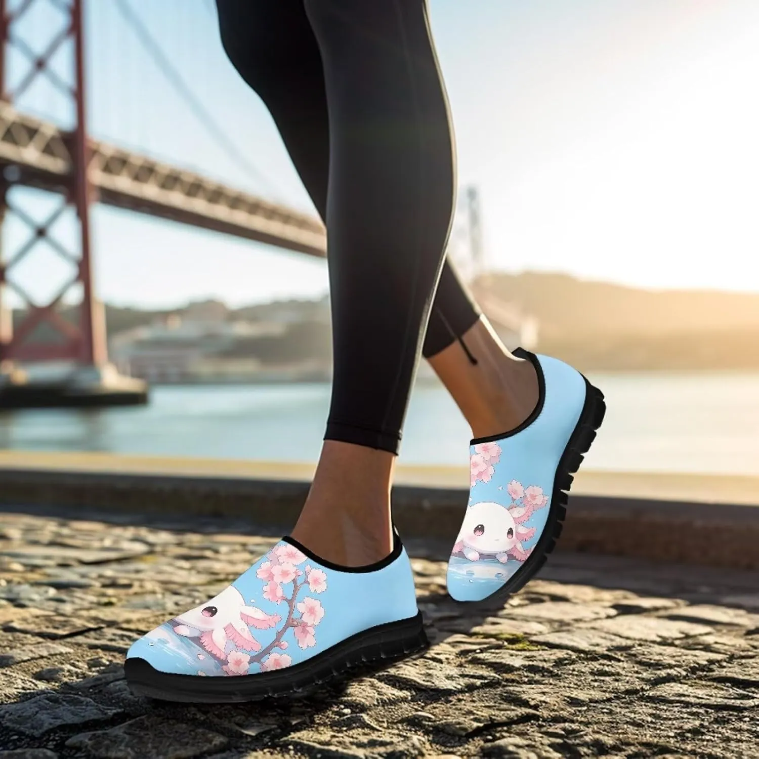 Fashion Walking Shoes for Woman Girls Comfortable Slip On Casual Shoe Light Soft Running Sneakers for Climbing Size 5.5-11.5 Black Sole