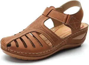 FFMA Sandals Womens Summer Closed Toe Orthopedic Wedge Sandals Hollow Platform Gladiator Sandals Dressy Summer Clearance Beach Shoes Arch Support
