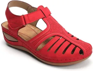 FFMA Women Summer Sandals Shoes Wedges Ankle Buckle Flip Flops Orthopedic Sandals Fashion Sandal Causal Comfortable Round Toe Gladiator Outdoor Shoes