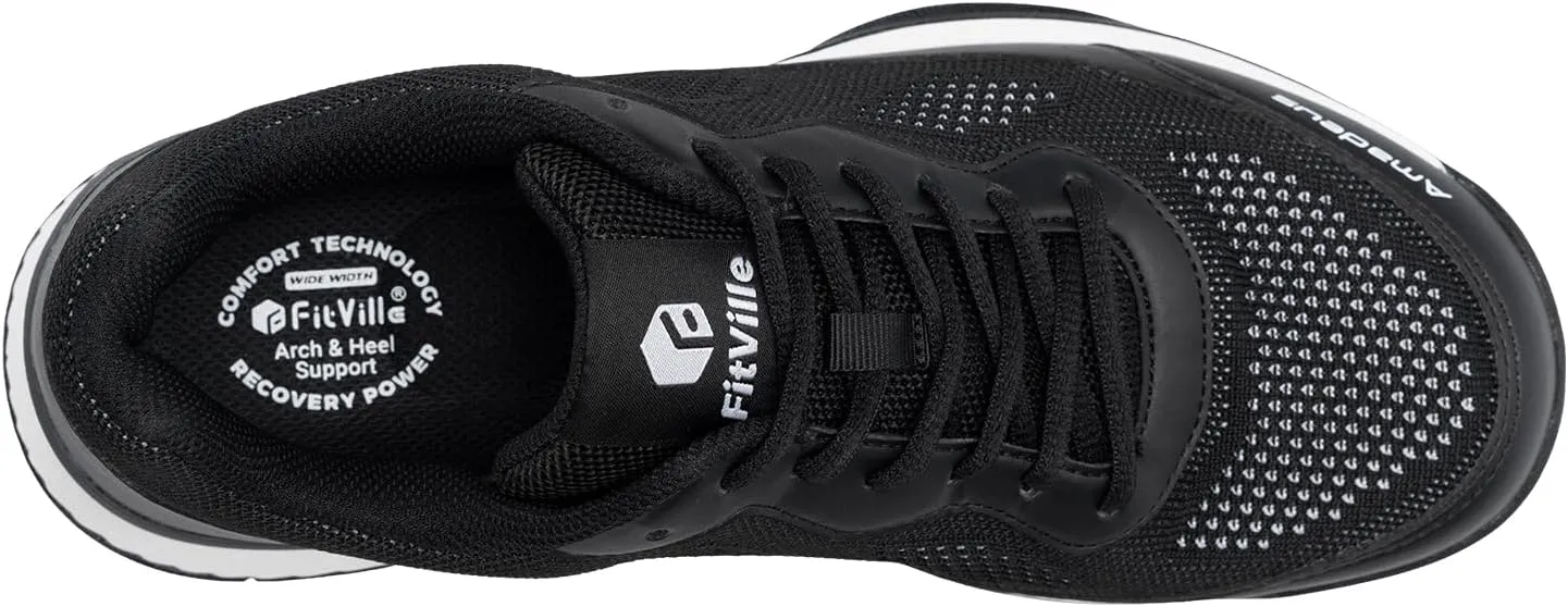FitVille Wide Pickleball Shoes for Women Tennis Court Shoes Sneakers Court Racquetball Athletic Shoes | Racquet Sport | Arch Support & Wide Toe Box