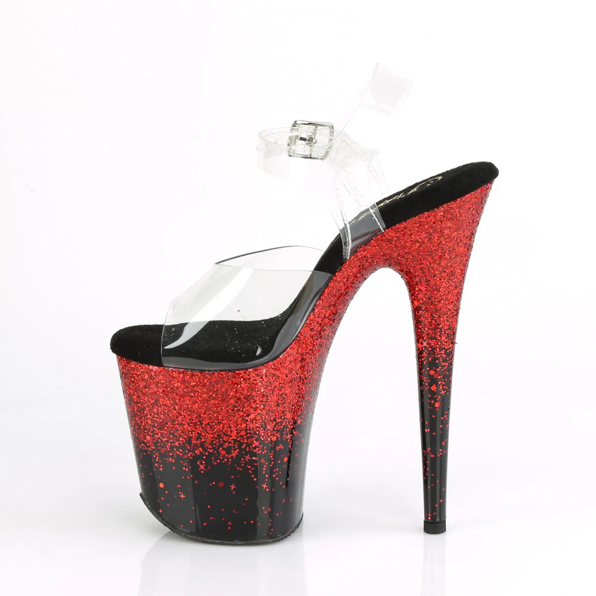 FLAMINGO-808SS Pleaser Clear/Black/Red Sexy Platform Shoes (Pole Dancing Heels)