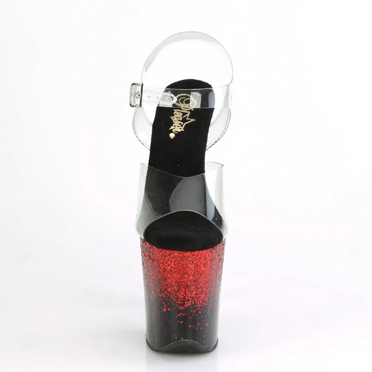 FLAMINGO-808SS Pleaser Clear/Black/Red Sexy Platform Shoes (Pole Dancing Heels)