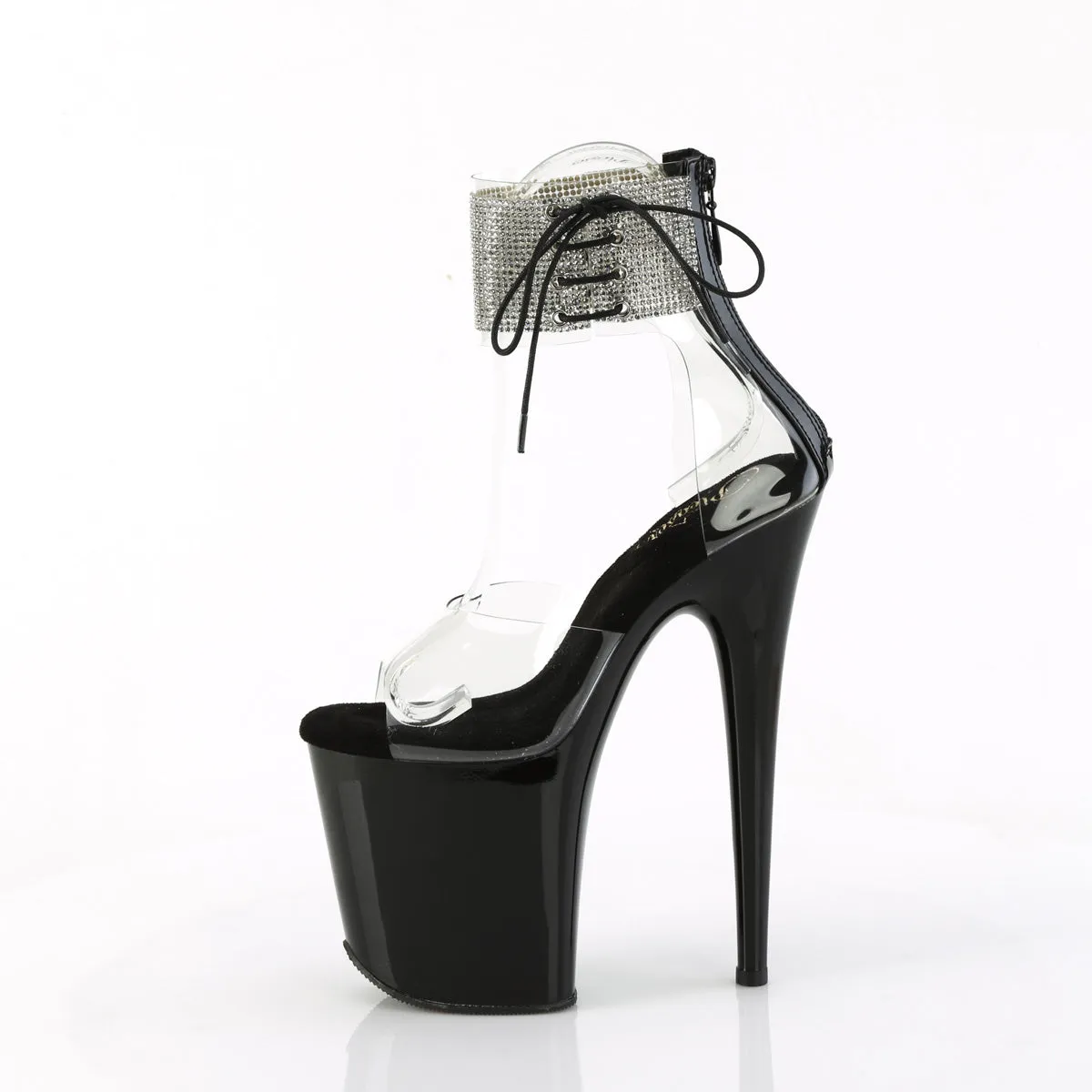 FLAMINGO-824RS Pleaser Clear/Black Sexy Platform Shoes (Pole Dancing Heels)