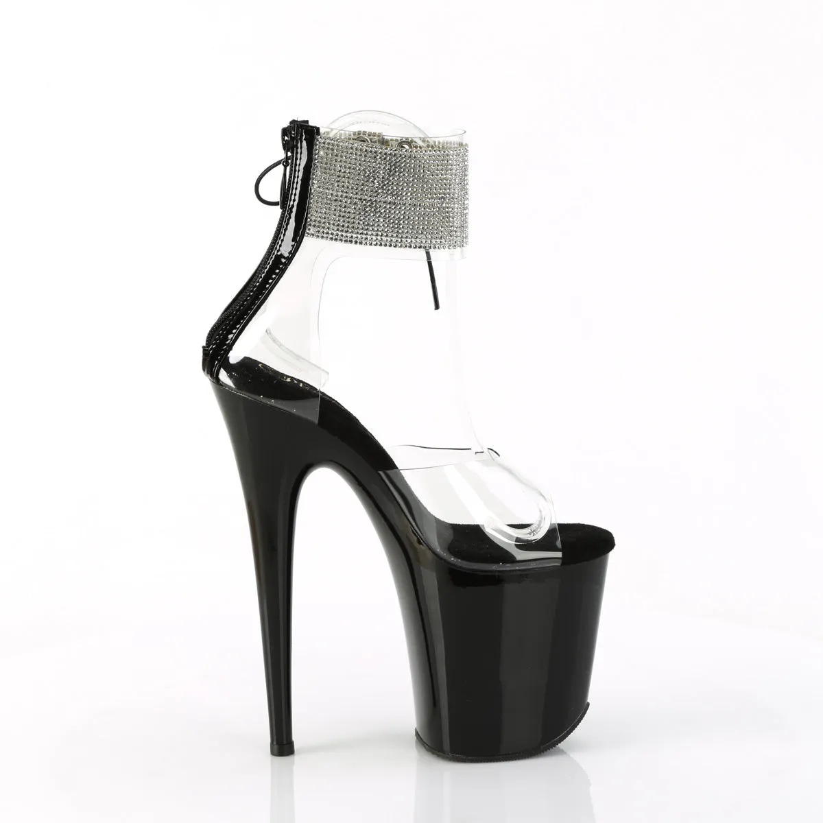FLAMINGO-824RS Pleaser Clear/Black Sexy Platform Shoes (Pole Dancing Heels)
