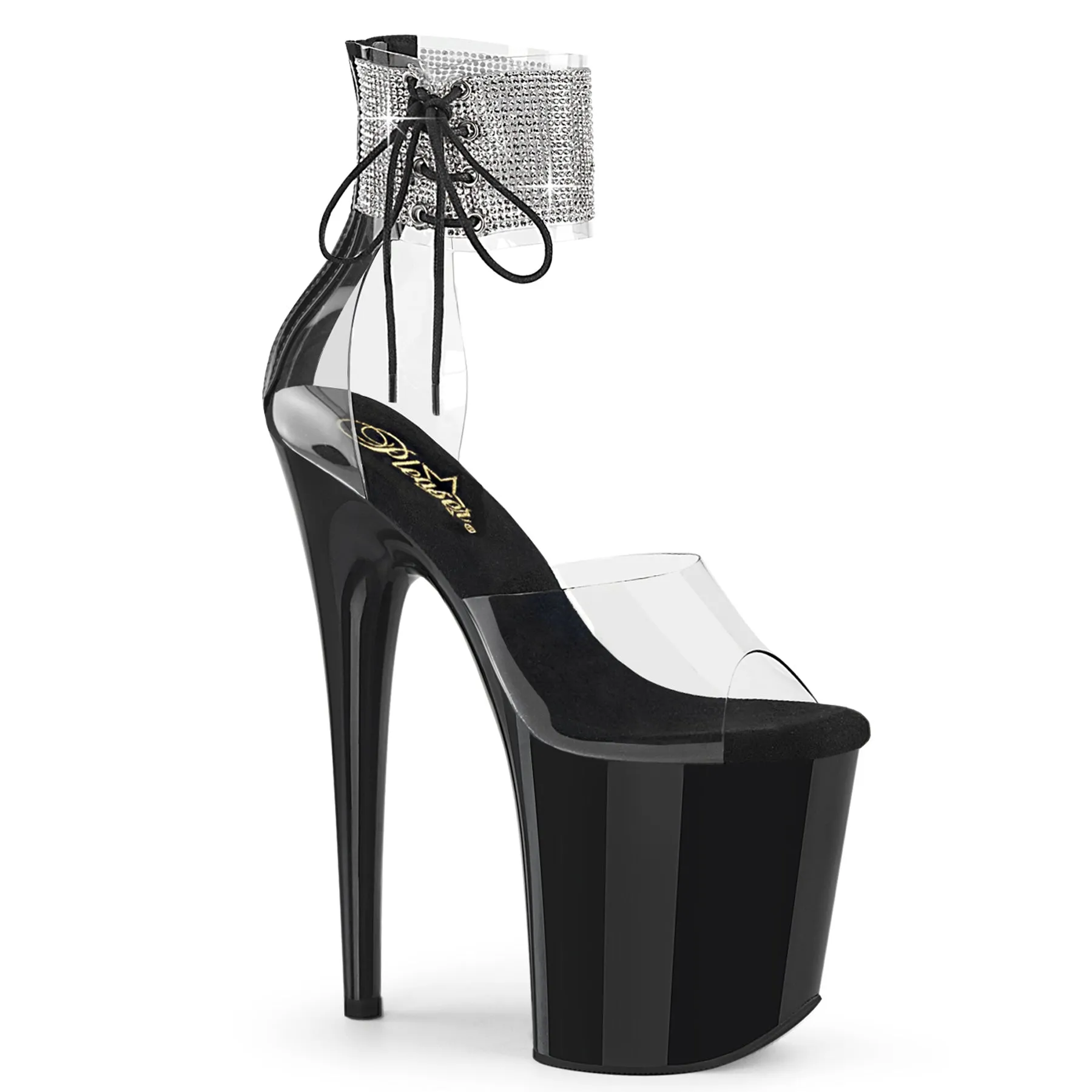 FLAMINGO-824RS Pleaser Clear/Black Sexy Platform Shoes (Pole Dancing Heels)