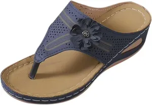 Flip Flops for Women Trendy Hollow out Flower Sandals Wedge Comfortable Orthopedic Sandals Summer Dressy Casual Walking Shoes