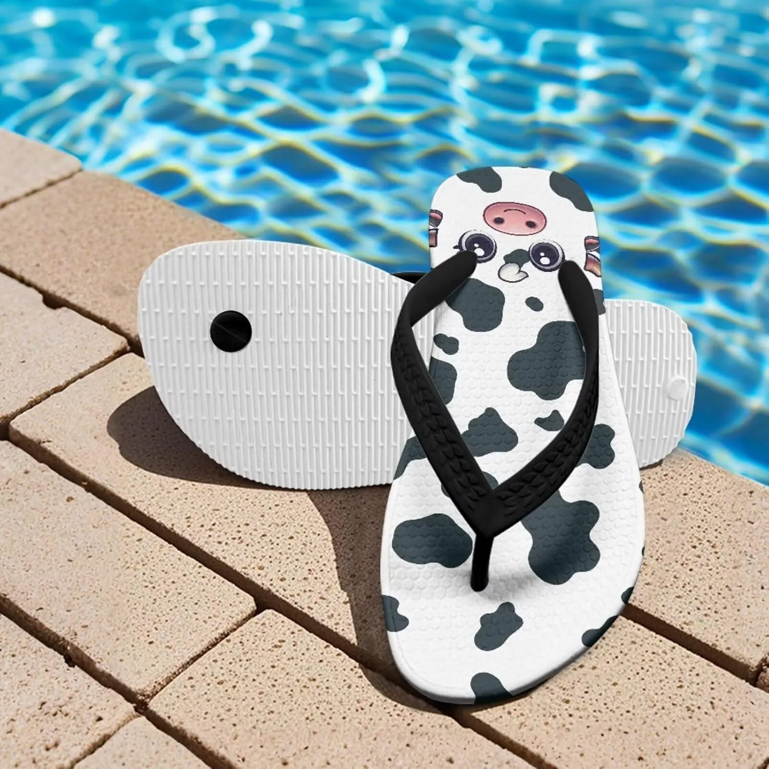 Girls Boys Cartoon Animal Print Flip Flops Sandals Kids Water Shoes Thong Beach Slides Quick Dry