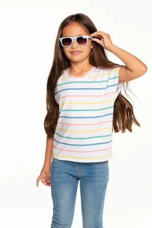 Girls Recycled Vintage Jersey Cap Sleeve Vent Back Tee