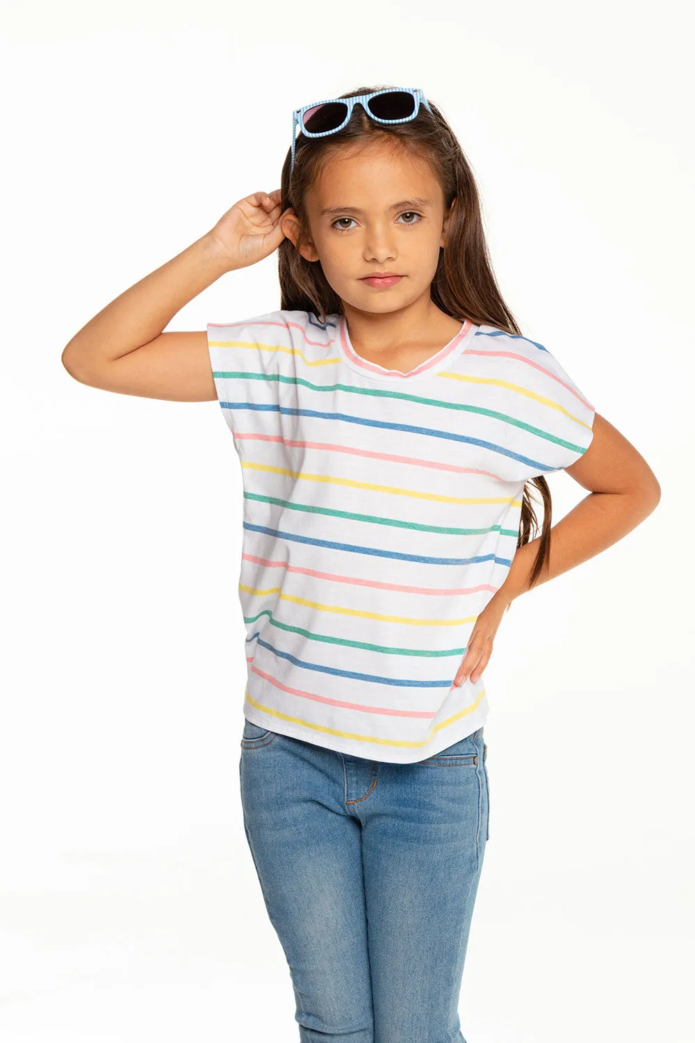Girls Recycled Vintage Jersey Cap Sleeve Vent Back Tee