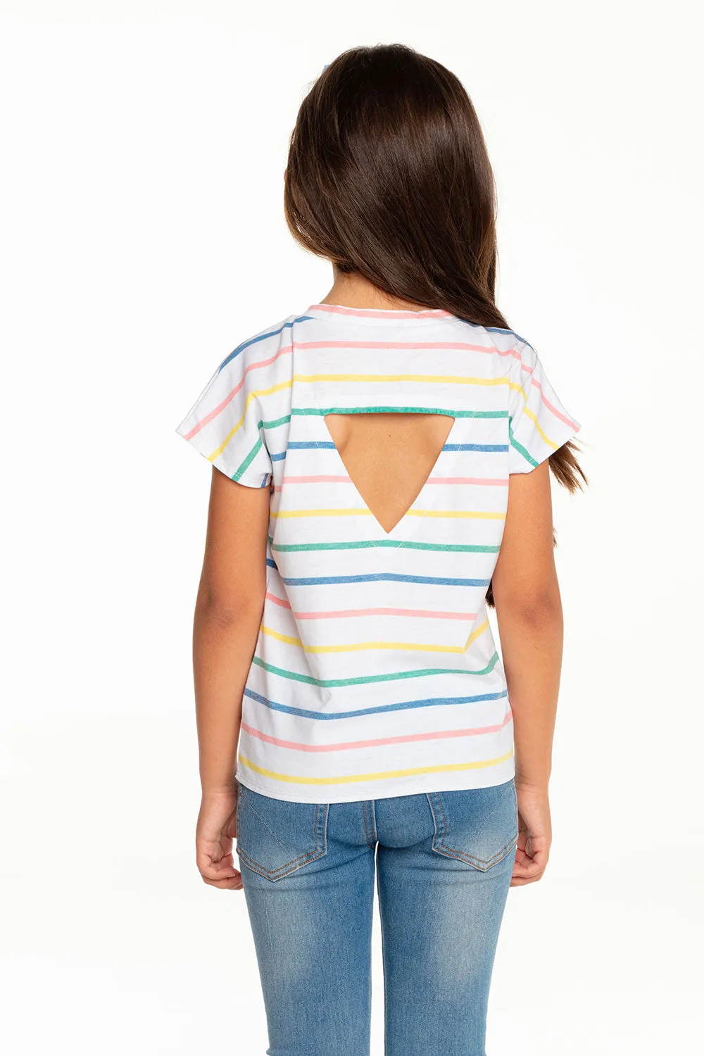 Girls Recycled Vintage Jersey Cap Sleeve Vent Back Tee