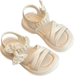 Girls Sandals Open Toe Mesh Design Sandals Bowknots Flat Sandals Summer Dress Shoes Party Sandals for Girls