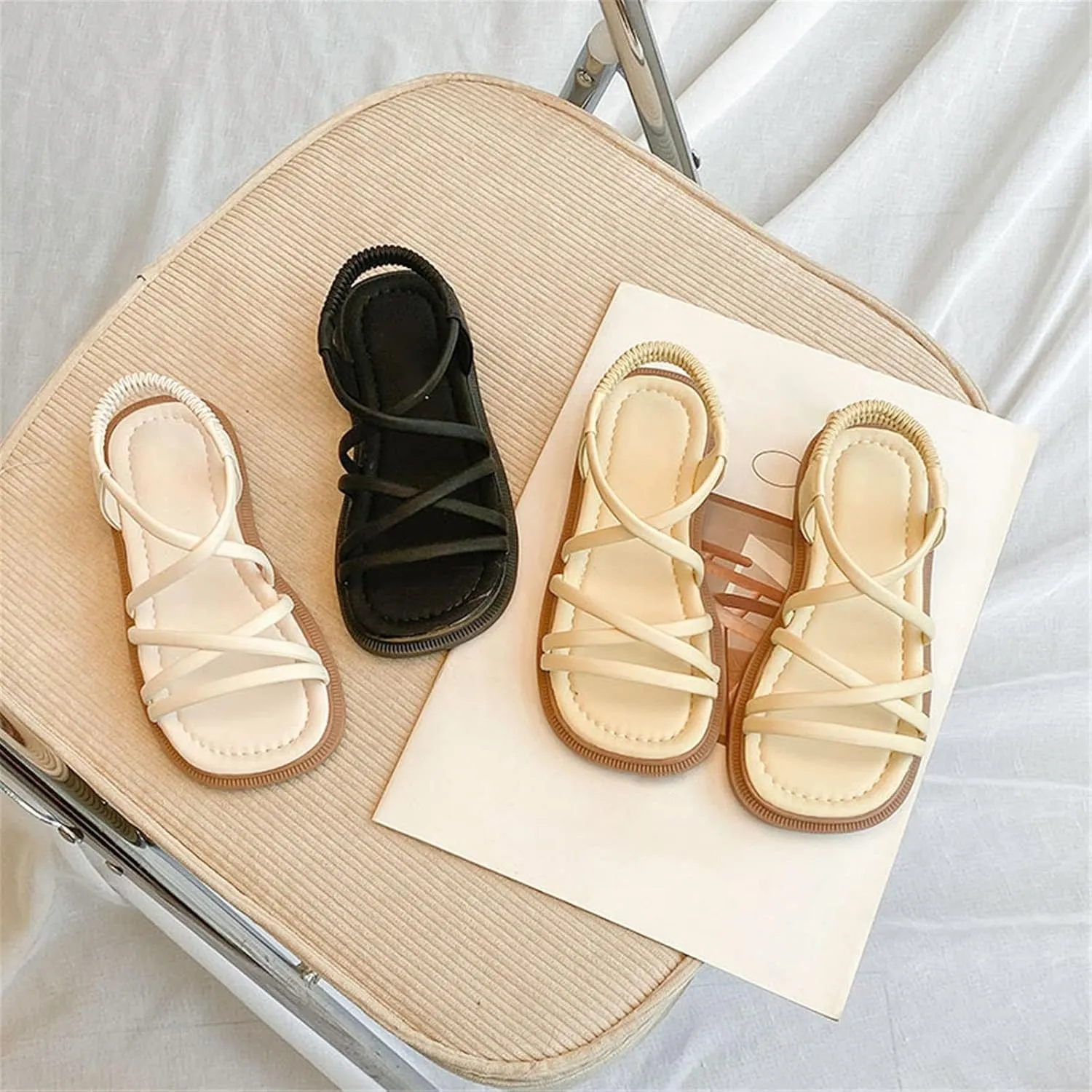 Girls Sandals Open Toe Mesh Design Sandals Flat Sandals Summer Dress Shoes Casual Fashion Winter Toddler Shoes