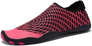 HANDA Water Shoes for Women and Men, Barefoot Quick-Dry Lightweight Drainage Sole Slip-on Aqua Shoes for Sport Beach Swim Surf Yoga Pool Exercise (10.5 Women/9.5 Men, Red1)