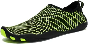 HANDA Water Shoes for Women and Men, Barefoot Quick-Dry Lightweight Drainage Sole Slip-on Aqua Shoes for Sport Beach Swim Surf Yoga Pool Exercise (9 Women/8 Men, Green)