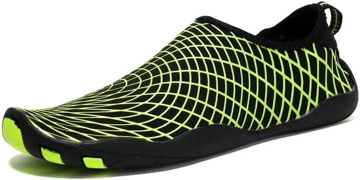 HANDA Water Shoes for Women and Men, Barefoot Quick-Dry Lightweight Drainage Sole Slip-on Aqua Shoes for Sport Beach Swim Surf Yoga Pool Exercise (9 Women/8 Men, Green)