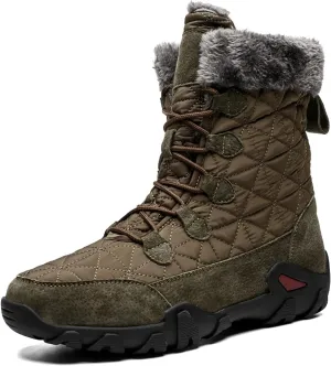 High Rise Hiking Boots, Snow Boots Men Waterproof, Winter Warm High- top Non- Slip Lace Up Cotton Walking Shoes, Outdoor Trekking Climbing Shooting Biker Footwear, for Birthday,Father' s Day and CHRI