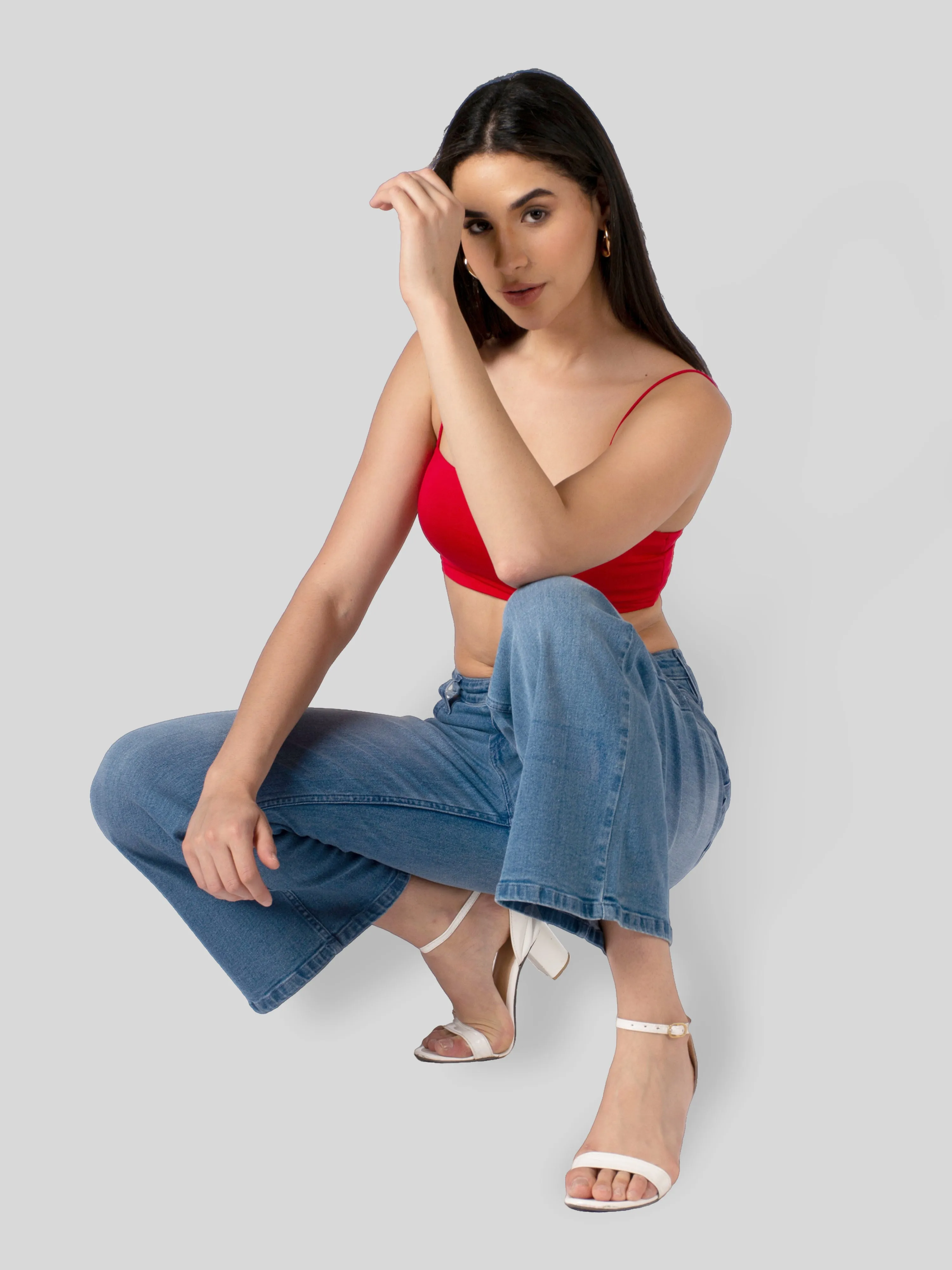 IS.U Mid Blue Wideleg Denim  Jeans