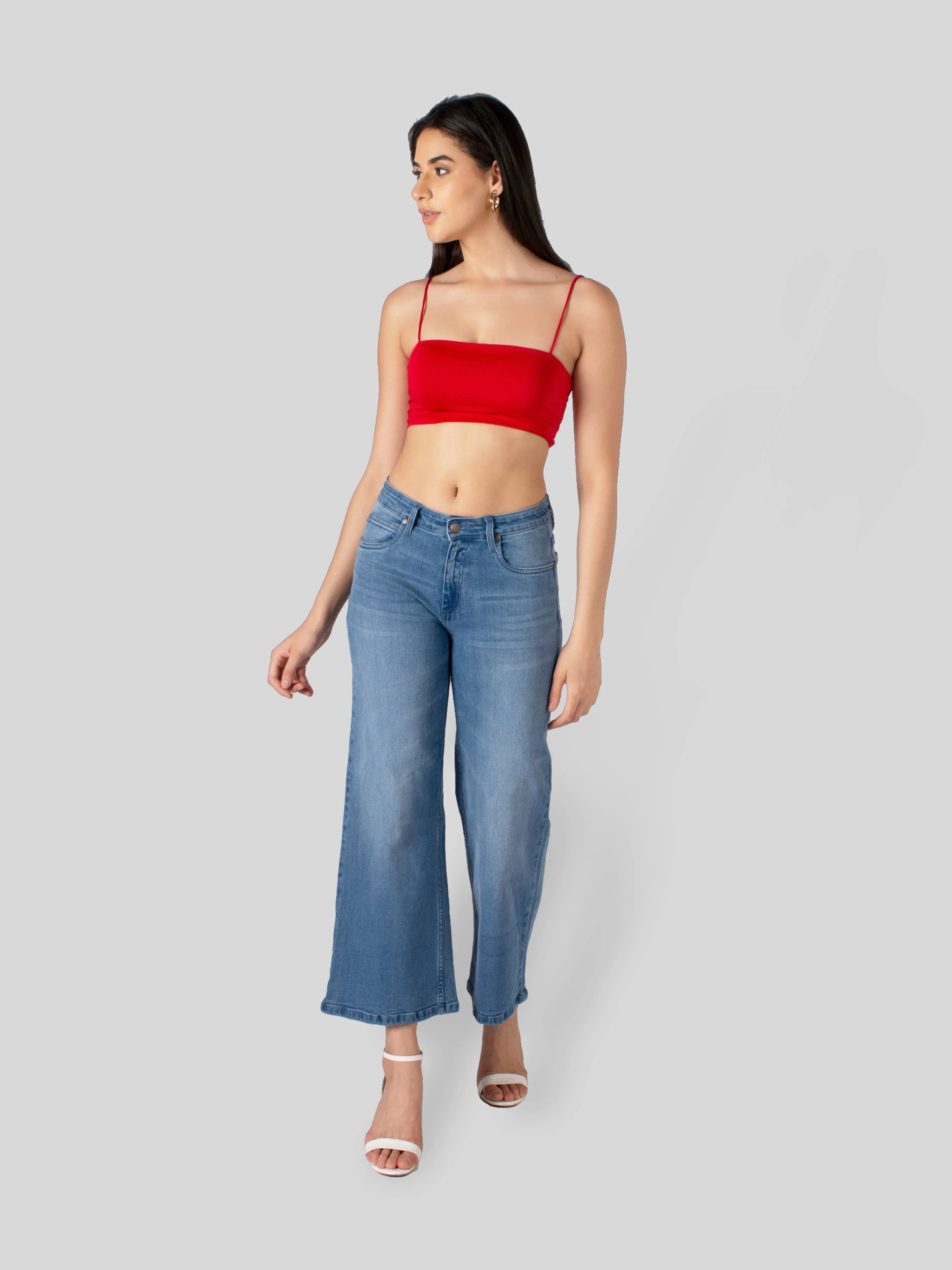 IS.U Mid Blue Wideleg Denim  Jeans